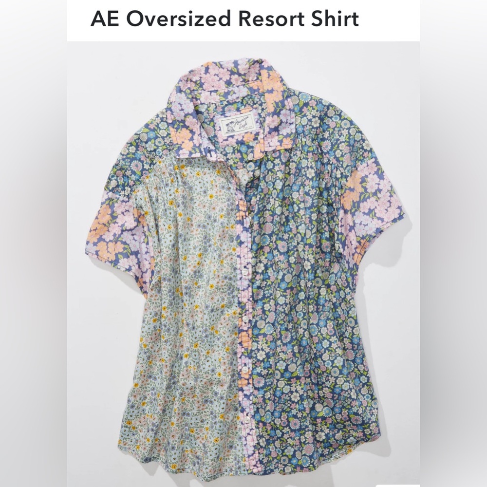 OVERSIZED BUTTON-DOWN shirt -Multi Floral Print- Cottage Core- Beach Cover